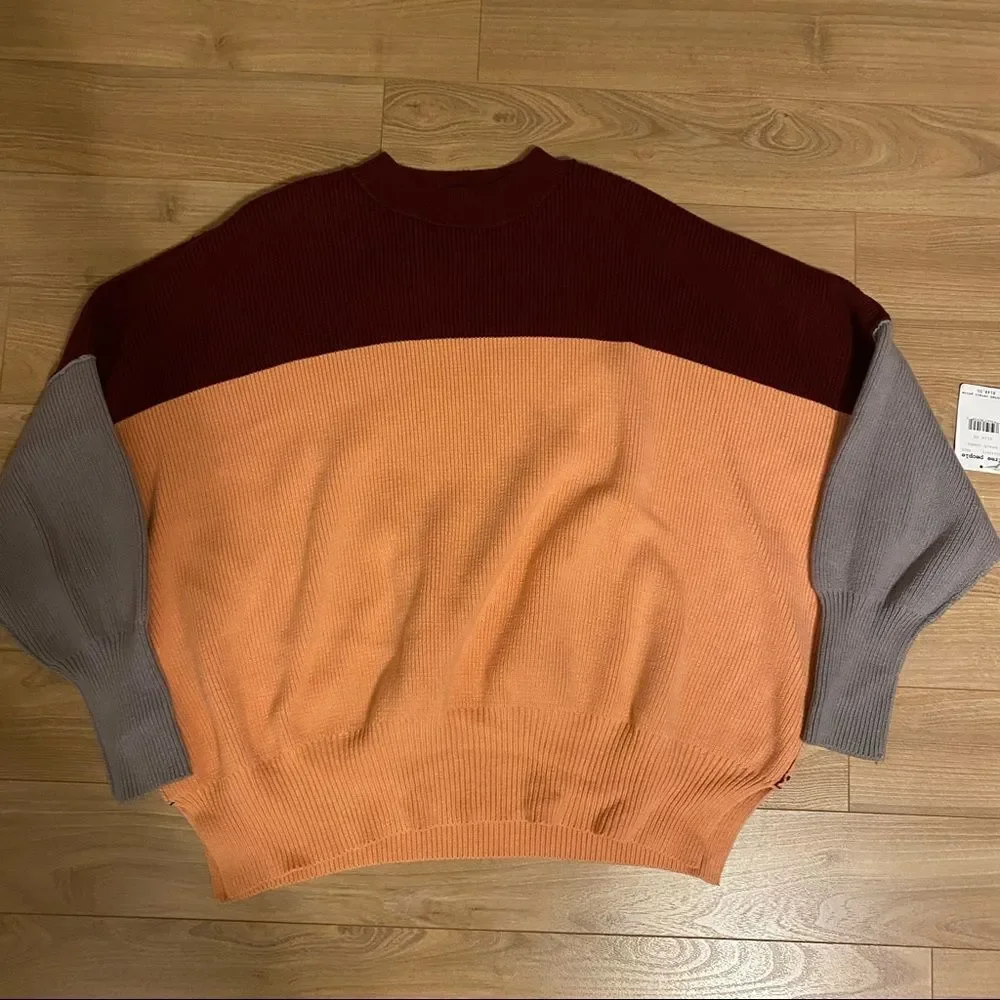 ‎Free People Easy Street Colorblock Sweater XS NWT